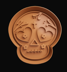 Calavera Mexicana con Corazones Cortador de Galletas