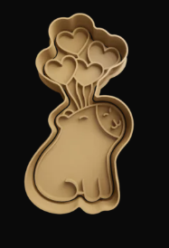 Capibara con Globos de Corazón Cortador de Galletas