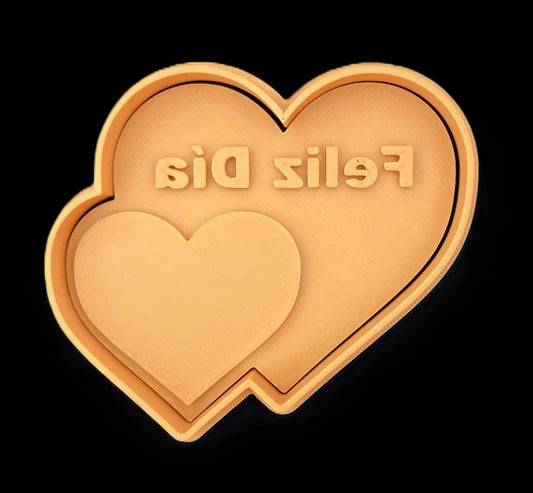 Feliz Dia doble corazón Cortador de Galletas
