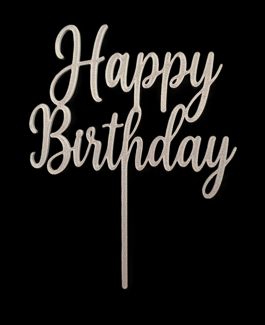 Cake Topper Happy Birthday color Plata