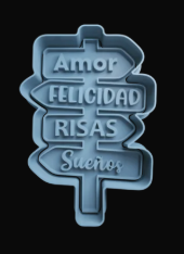 Letrero Amor Felicidad Risas Sueños Cortador de Galletas