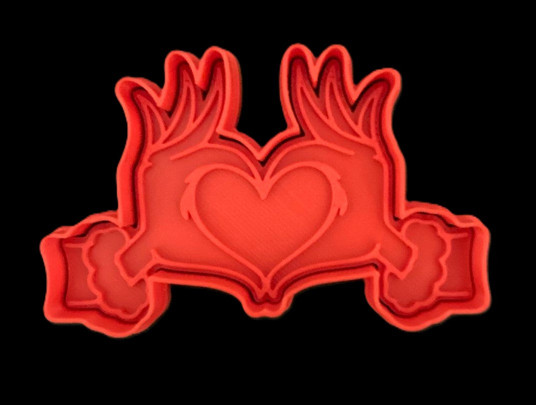 Manos de Grinch corazón Cortador de Galletas