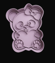 Oso Panda con corazón Cortador de Galletas