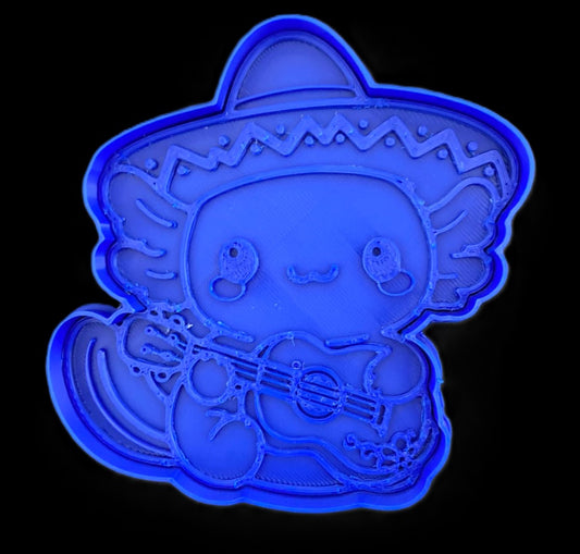 Ajolote con sombrero y guitarra Cortador de Galletas