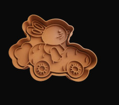 Conejo con auto zanahoria Cortador de Galletas