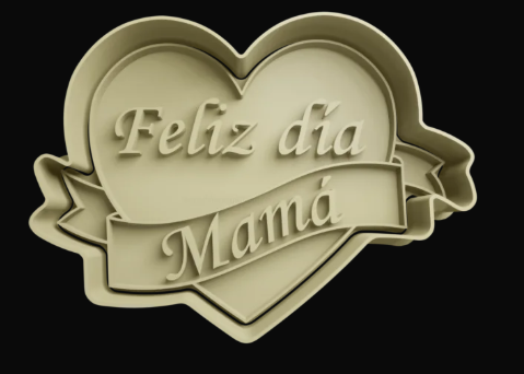 Feliz Dia Mamá Corazón con cinta Cortador de Galletas