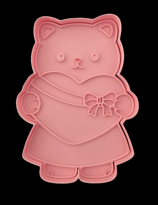 Ternurin Gato con regalo corazón Cortador de Galletas