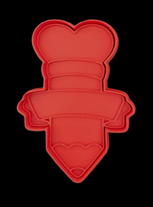 Lápiz con corazón y etiqueta Cortador de Galletas