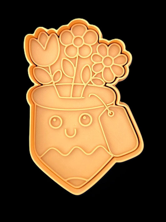 Lápiz maceta con flores Cortador de Galletas