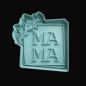 Mamá en Cuadrado con Flores Cortador de Galletas