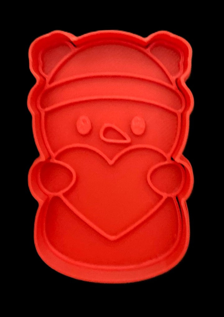 Osito navideño con corazón Cortador de Galletas