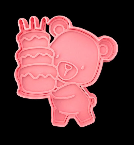 Osito con Pastel de Cumpleaños Cortador de Galletas