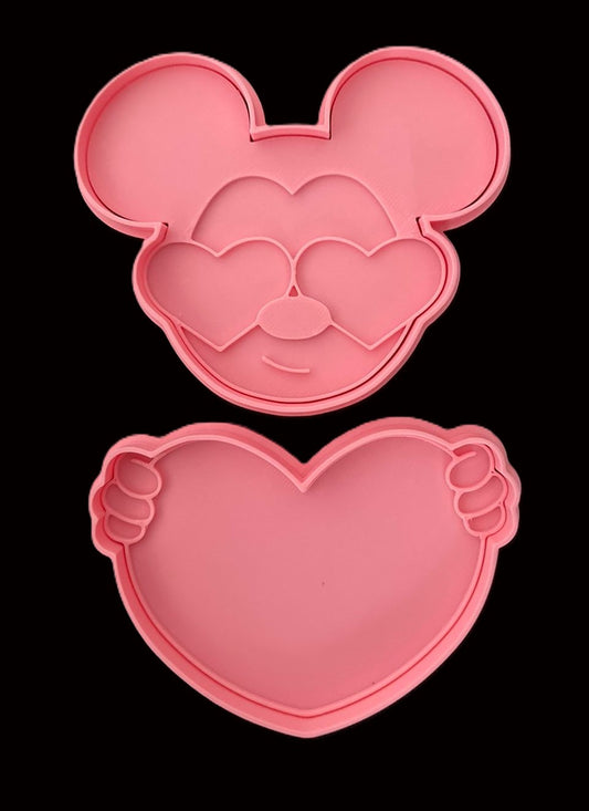 Paquete Mickey cabeza y Corazon Cortador de Galletas