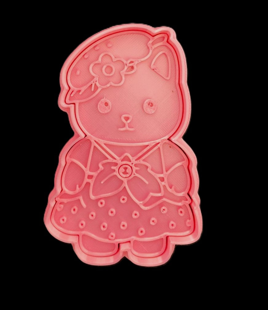 Ternurin Gato con gorro de fresa Cortador de Galletas