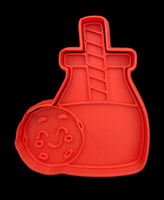 Vaso de leche con galleta Cortador de Galletas